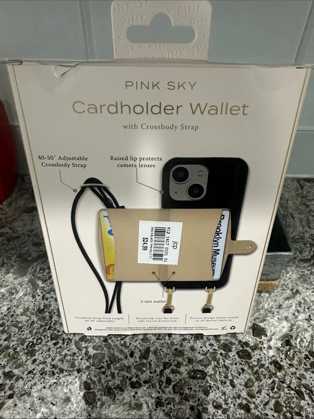 Blush Pink Cardholder Wallet Phone Case with Crossbody Strap